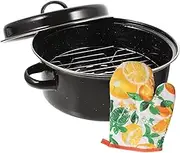 Cabilock 1Set Daily Use Roasting Pot with Lid Convenient Enamel Coated Potato Pan for Garden Parties Family Gatherings and Daily Baking Kitchen Accessory