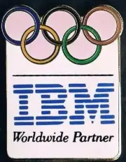 Nice 1998 Nagano White IBM Logo Olympic Rings Olympic Sponsor Pin