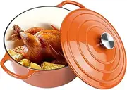 Miereirl 6 QT Enameled Dutch Oven Pot with Lid, Cast Iron Dutch Oven with Dual Handles for Bread Baking, Cooking, Non-stick Enamel Coated Cookware (Orange)