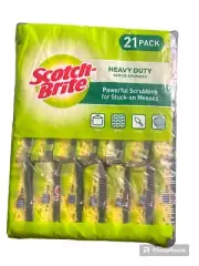 3M Scotch Brite Heavy Duty Powerful Scrubbing Sponge For Stuck On Mess (Pack 21)