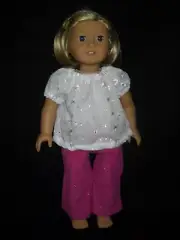 Eyelet Top & Pants Sparkly Pink Corduroy American Girl 18 inch Doll Handmade