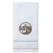 Avanti Hyannis Sand Dollar Fingertip Towel Set of 2 White Bathroom Embroidered