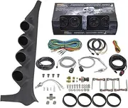 GlowShift Diesel Gauge Package Compatible with Ford F-Series F-250 F-350 1992-1997 - Black 7 Color 60 PSI Boost, 1500F EGT, Transmission Temp & 100 PSI Fuel Pressure Gauges - Gray Quad Pillar Pod