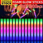100x LED Foam Sticks Glow in Dark Flashing Stick Rave Party Bulk Light Up Wand