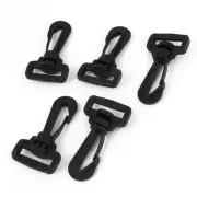 Baggage Handbag Strap Black Plastic 1" Swivel Snap Hooks Buckle Clip 5 Pieces