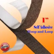 1" x 5 Yard 15' Black Adhesive Hook and Loop Interlock Tape Fastener Fabric