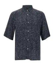 Officine Générale Patterned Button-Down Shirt S,XL blue