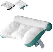 [Generic] Hicaly Ergonomic Pillow with Neck Support for All Sleep Positions, Adjustable Dual-Height Design for Side/Back/Stomach Sleepers All Sleeping Positions(Green*1pcs)