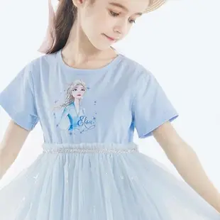 迪士尼艾莎公主裙女童連衣裙夏裝新款兒童裙子愛莎短袖薄款蓬蓬裙