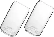 Ciieeo 2Pcs Heat Resistant Can Shaped Glass Cups Transparent Beer Mugs Practical Water Containers for Milk and Other Drinks Elegant Friends Capacity