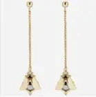 TED BAKER London Gold Tone Jet Hematite Bee Charm Drop Earrings New with Box