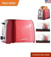 Stylish Red Extra Wide Slot Toaster with Cool Touch and 6 Browning Settings