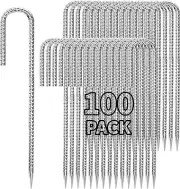 Galvanized Steel J Stakes - 100 Heavy Duty 12-Inch Spikes for Ground Anchoring