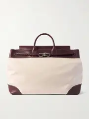 [Bottega Veneta] Bottega Veneta - Andiamo Maxi Embellished Leather-trimmed Canvas Tote - Neutral - One size One size Neutrals