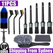 11Pcs Car Detailing Brush Set Auto Interior Wheel Gap Drill Cleaning Tool Kit AU