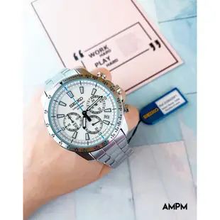 全新現貨 SEIKO SSB025P1 精工錶 手錶 41mm 三眼計時 白面盤 藍針 鋼錶帶 男錶女錶