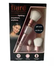 Flare Light-up Makeup Brush Rechargeable Heads Rose w/Travel Bag USB New