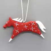 NAVAJO FOLK ART-RED HORSE CHRISTMAS ORNAMENT by RAY & ORLEEN LANSING