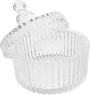 Healeved Glass Candle Holder Tealight Candle Container with Cover Decorative Glass Bowl for Aromatherapy Body Powder Dish Small Jewelry Jar