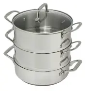 Pyrolux Pyrosteel 3-Tier Steamer Set - 24cm Silver