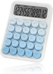 [Valtiner] Desktop Mechanical Calculator, Cute Big Buttons Calculators with 12 Digits Large LCD Display, Desk Accessories, for Office Home School(Blue)