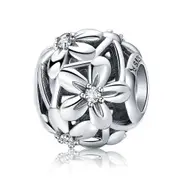 Silver plating Flourishing Flowers Charm Beads Fit Women Charm Bracelets & Necklaces Jewelry