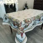 Luxury Christmas Block Print Tablecloth Rectangular Fabric Tapestry Festive