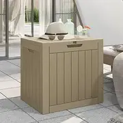 Garden Storage Box Grey 118L Polypropylene - Outdoor Deck, Patio, Shed, Waterproof Large Furniture Bin, 55.5x43x53 cm, Imitation Wood Design - Secure and Convenient Storage Solution