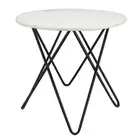 SIDE TABLE / BEDSIDE TABLE WITH BLACK METAL BASE WITH IVORY STONE TOP - 51X52CM