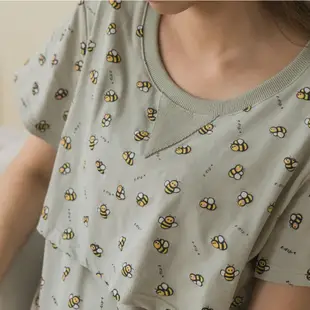 Mamamia孕婦裝 微甜蜜蜂哺乳睡衣(短袖) M~L 哺乳套裝 喂奶衣 短袖 哺乳衣 月子服 孕婦裝[A1635]