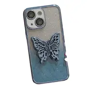 For Iphone 15 Electroplated Gradient Glitter 3D Butterfly Tpu Phone Case