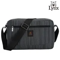 在飛比找momo購物網優惠-【Lynx】美國山貓旅行休閒多隔層機能橫式側背包布包(深灰色