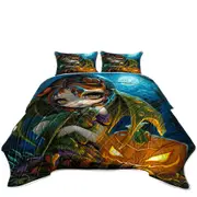 Halloween Dragonling Scary Pumpkin and Dragon Fairy Coverlet