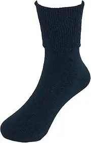 [Jefferies Socks] School Uniform Seamless Turn Cuff Anklet Socks, Large, Navy