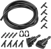 Mandark Car Windshield Washer Hose Kit, 5 Meter Washer Fluid Hose with 12PCS Hose Connectors 2PCS Fan Nozzles 2PCS Rubber Gaskets, Suitable for Most Car Windscreen Washer Tubing
