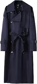 [JEShifangjiusu] Men's Two Row Locks Long Sleeve Jackets Navy Business Waterproof Belt Turns Over Long Coat, The Blue, XX-Large