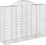 Arched Gabion Baskets 3-Pack 200x50x140/160cm Galvanised Iron - Rustic Garden Planters for Outdoor Decor, Durable & Weather-Resistant