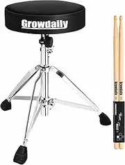 GrowDaily Drum Throne Seat,Adjustable Stool Drum Universal Padded Drum Throne Drummer Stool with 5A Drumsticks for Adults Beginner Drummers, GD-02