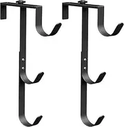 Pool Pole Hook - Set of 2 Metal Pool Fence Hanger | Width Adjustable, Weather-Resistant, Poolside Storage for Towel Skimmer Hose Leaves Rakes Nets
