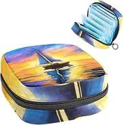 Period Bag,Sanitary Napkin Storage Bag,Art Sailboat Painting Ocean,Tampon Holder for Purse