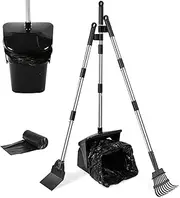 Large Dog Pooper Scooper Swivel Bin & Rake & Spade for Small Medium Large Dogs, Pooper Scooper Set with 20 Pcs Waste Bags, Dog Poop Scooper to Clean Pet Waste on Grass, Dirt and Gravel