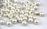 Pack of 50Pcs 10Mm White Pearl Bead Cap Half Ball Dome Metal Circle Hook Buttons
