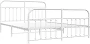vidaXL Robust Steel Bed Frame with Headboard and Footboard, King Size - White, Metal Slats, Sturdy Legs, Extra Under-Bed Storage Space