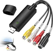 Bloomique USB 2.0 Video Capture Adapter Cable, RCA to USB Video Converter VHS to Digital DVD Plug & Play Audio Video Digitize Converter Adapter for Media Storage Compatible with Most Systems