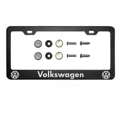 Fit Volvo Laser Etching Stainless Steel Black License Frame w/Metal Screw Cap
