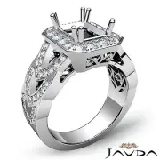 18k White Gold Halo Designer Diamond Engagement Ring Emerald Semi Mount 1.27Ct