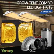 GROZY 2x2x2M Grow Tent 2x GR 2000 LED Light 6" Carbon Filter Fan Ventilation Kit