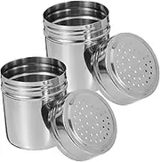2pcs Stainless Steel Powder Can Portable Salt Shaker Mini Spice Shaker Powder Sugar Container Pepper Storage Bottles Kitchen Essentials Kitchen Utensils Silver Stainless Steel