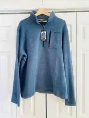 NWT Eddie Bauer ¼ Zip Pull Over Long Sleeve Sweater Fleece Light Blue XXL