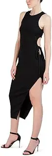 [BCBGMAXAZRIA] Women's Maxi Sleeveless Bodycon Ribbed Side Slit Tie Dresses